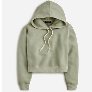 NWT J Crew Heritage Fleece Cropped Hoodie in Pale Surplus - Size M